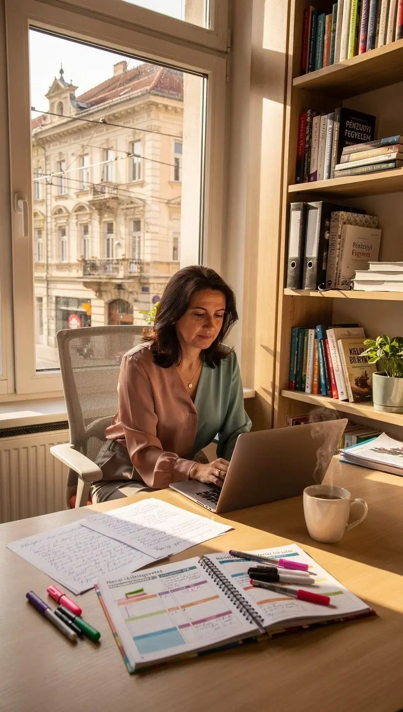 Kép a személyes pénzügyek alapjairól, amely bemutatja a költségvetés-tervezés és a kiadások nyomon követésének lépéseit.